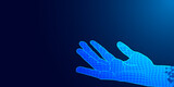 hand digital illustration on gradient blue background