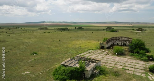 Soviet Abandoned Airfield With Bunkers at Big Shiraki, Republic of Georgia, Aerial photo