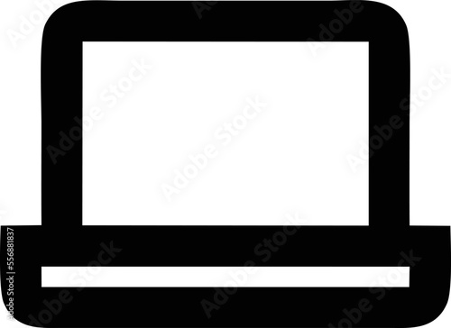 Computer icon symbol in a white background, black laptop icon symbol on the white background   © Icak