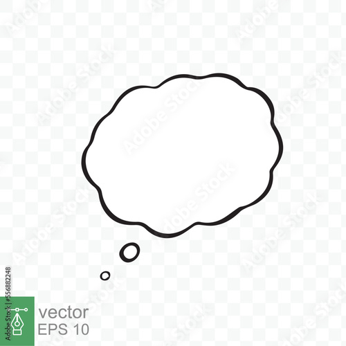Think bubble with outline. Simple flat style. Cloud, dream, balloon, bubble speech, cartoon, comic speak and dialog, communication concept. Vector illustration isolated. EPS 10.
