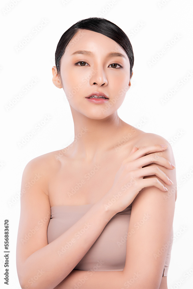 Beautiful young asian woman with clean fresh skin on white background, Face care, Facial treatment, Cosmetology, beauty and spa, Asian women portrait. Beautiful young asian woman with clean fresh skin on white background, Face care, Facial treatment, Cosmetology, beauty and spa, Asian women portrait.