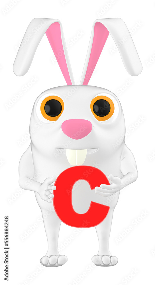 3d character , rabbit and c Alphabet 3d character , rabbit and c Alphabet