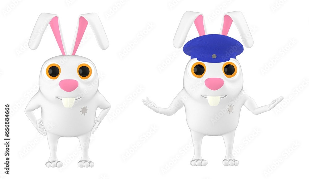 3d character , rabbit and rabbit cop