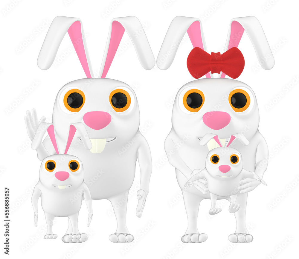 Fototapeta premium 3d character , rabbit family 3d toon render