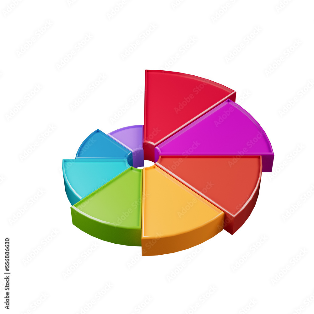 Obraz premium Colorful pie chart with steps cutout