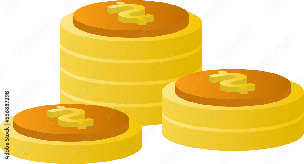 Flat design of payment and finance with pile coins, coin stack, coin bag and wallet. Flat design of payment and finance with pile coins, coin stack, coin bag and wallet.