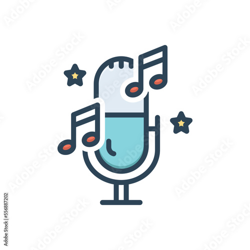 Color illustration icon for singing