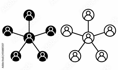 outline silhouette social network icon set isolated on white background