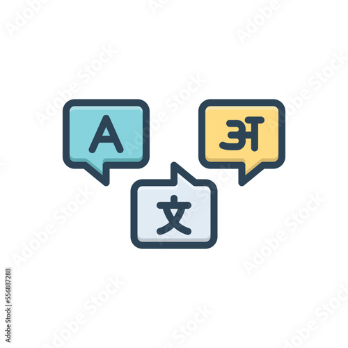 Color illustration icon for language