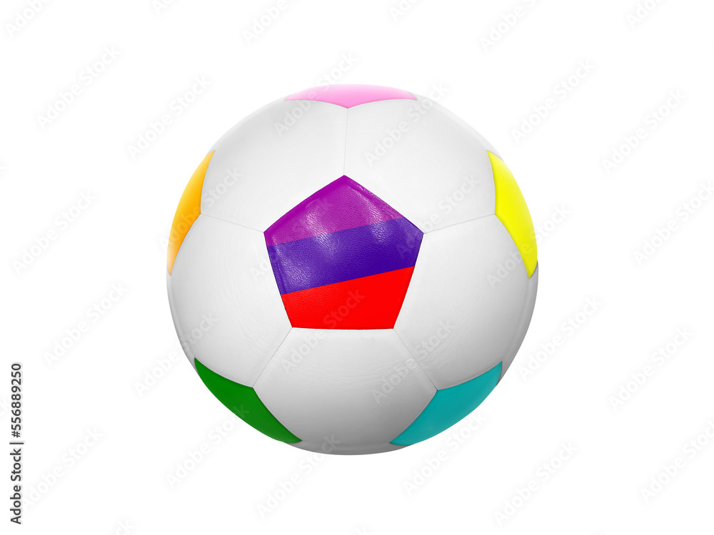 Multi-colored soccer ball isolated on white background Multi-colored soccer ball isolated on white background