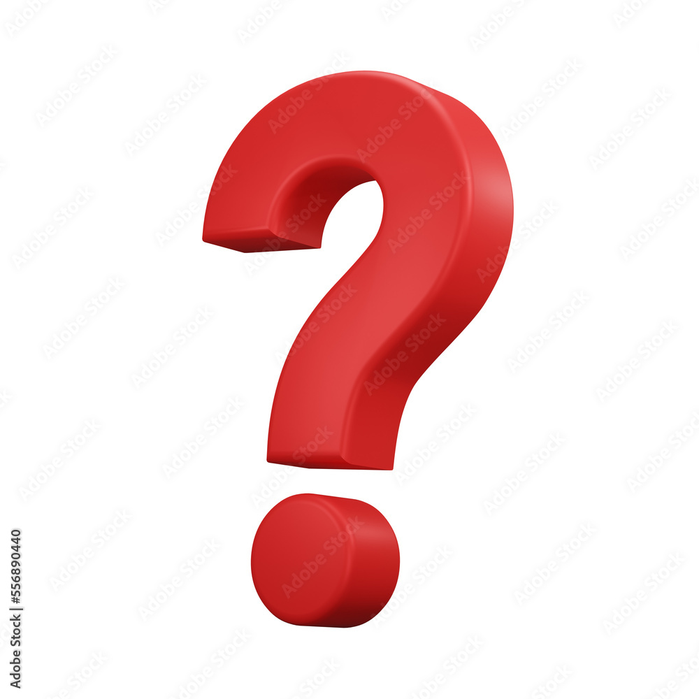 Question mark icon sign or ask FAQ and QA answer solution information on white background. icon,  notification sign - 3D rendering