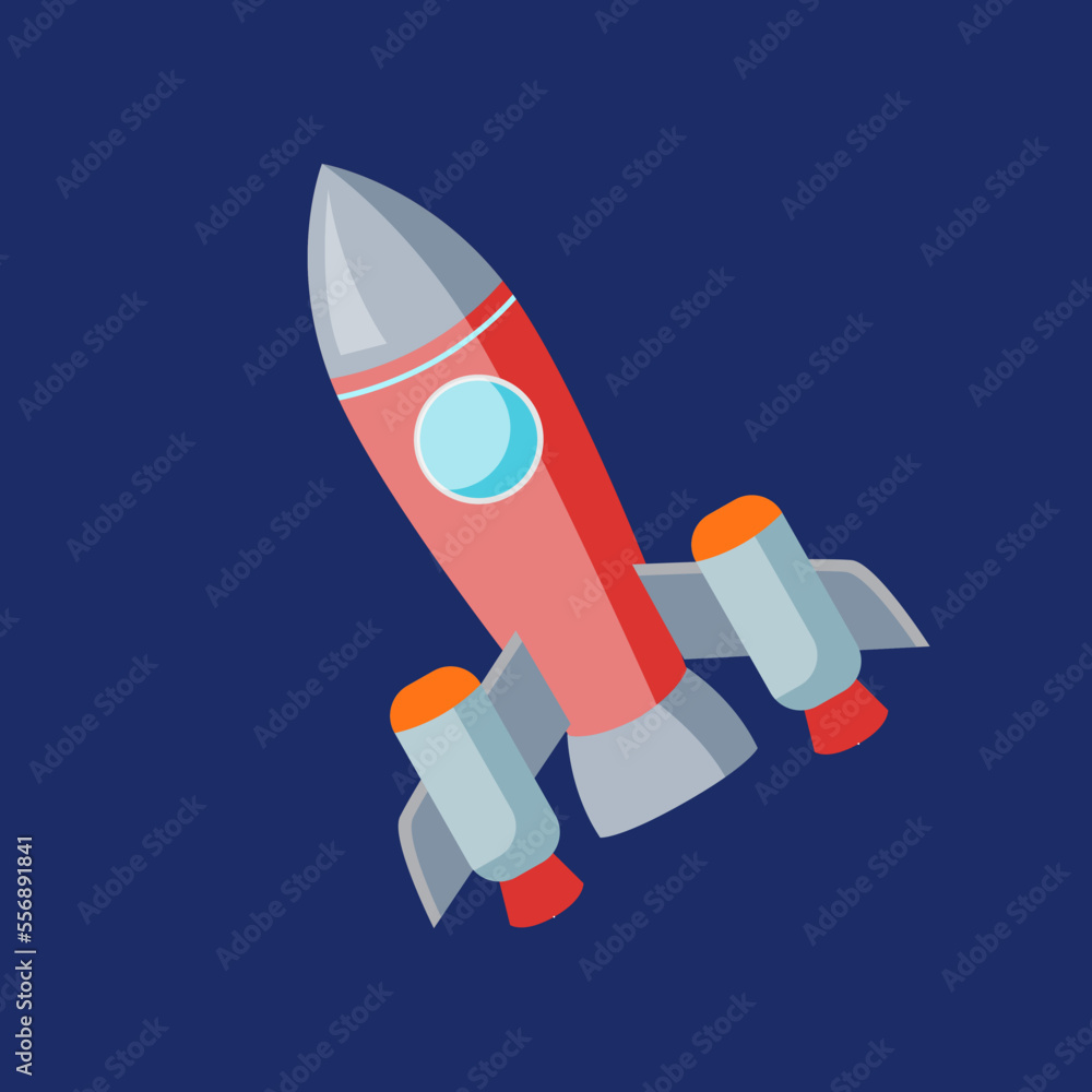 Red rocket in space cartoon illustration. Cartoon drawing of spaceship on  blue background. Science, universe, technology, transportation, astronomy,  outer space concept Stock Vector | Adobe Stock