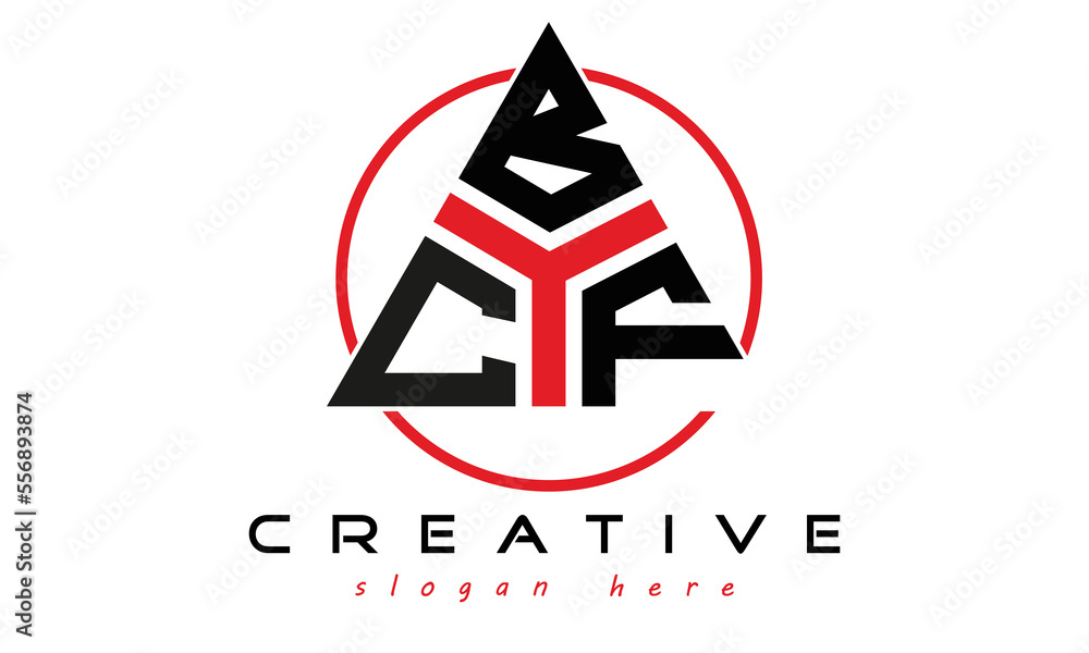 CBF three letter creative triangle shape in circle logo design vector ...