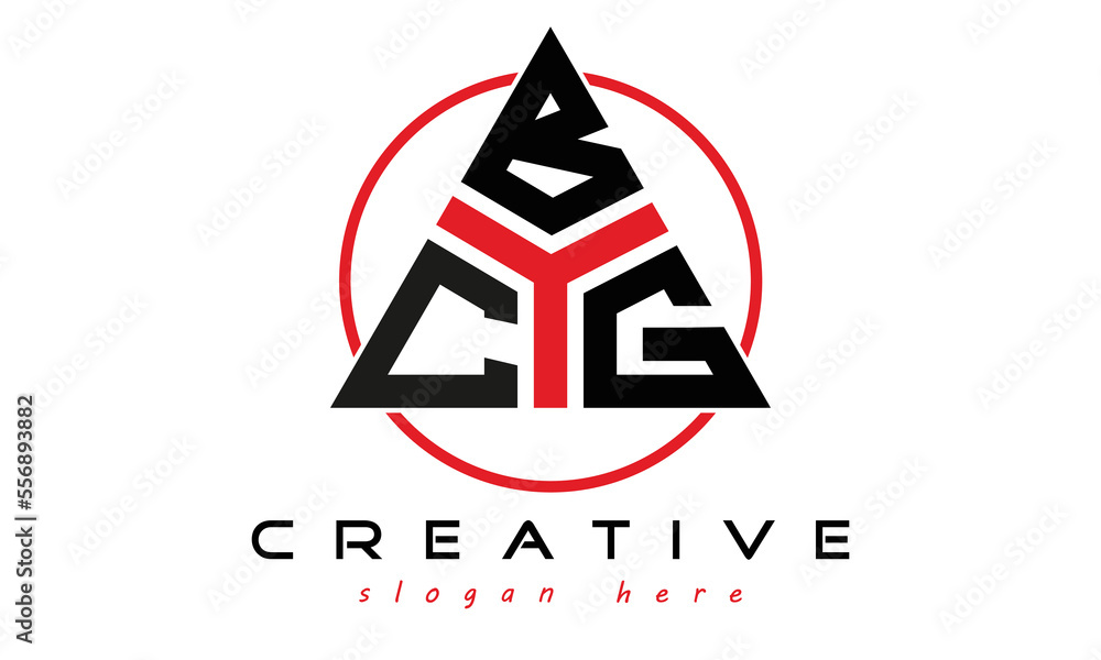 CBG three letter creative triangle shape in circle logo design vector ...