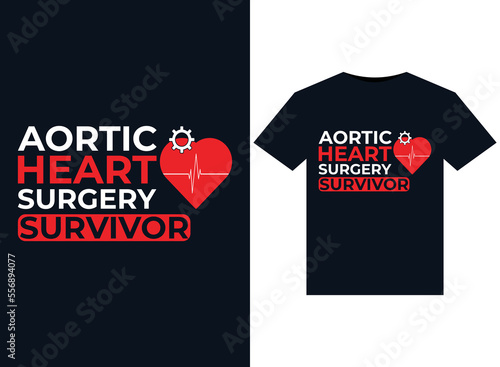 Aortic Heart Surgery Survivor illustrations for print-ready T-Shirts design