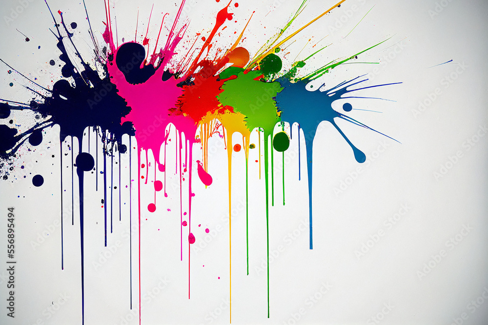 Fototapeta premium Splattered Rainbow of Paint - Generative AI