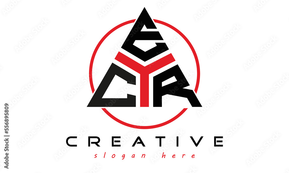 CER three letter creative triangle shape in circle logo design vector ...
