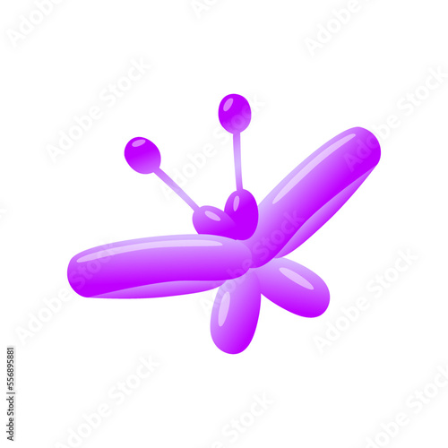 Cute balloon toy in shape of butterfly vector illustration. Print with butterfly made from latex balloons for party on white background. Celebration, entertainment concept
