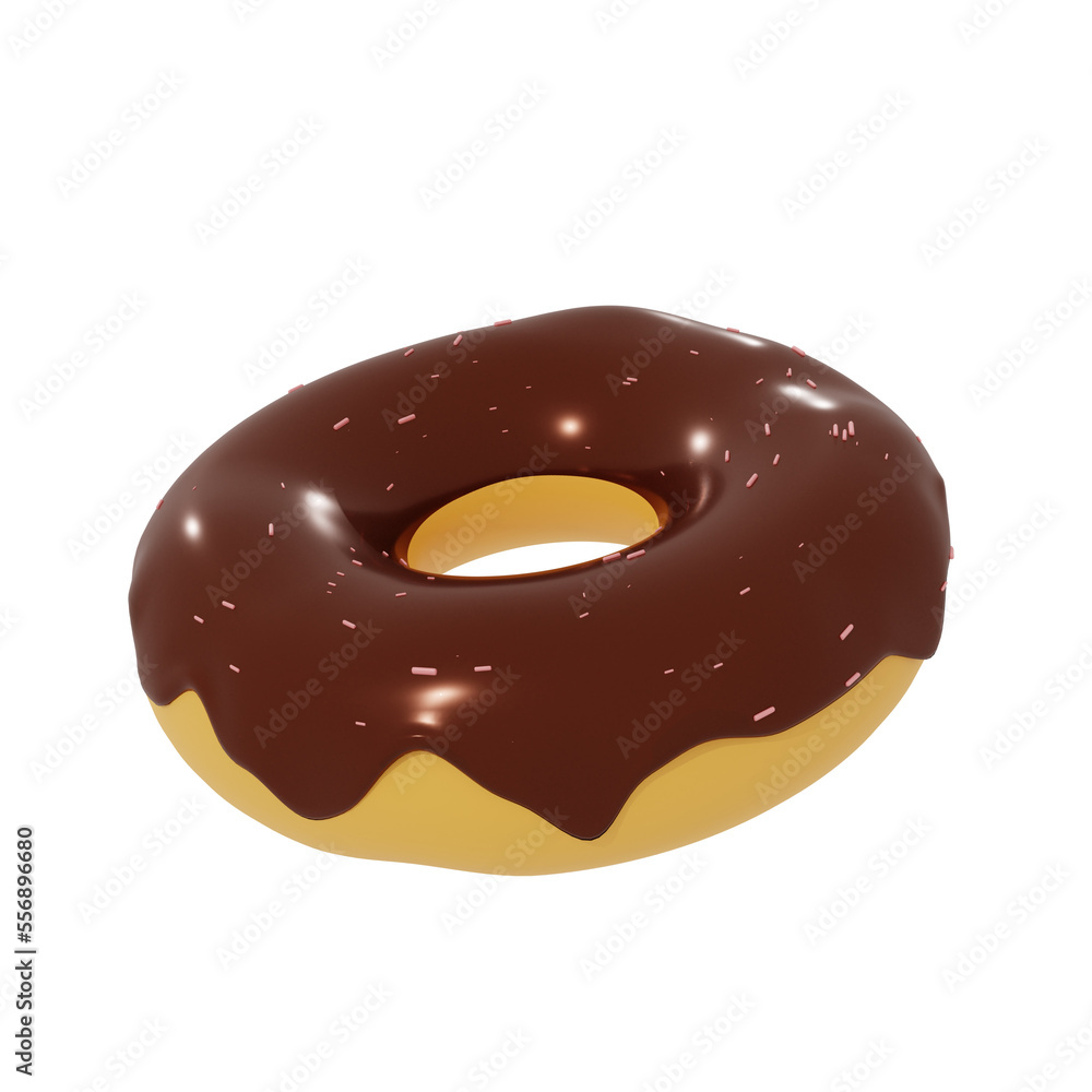 3d chocolate donut illustration object 3d chocolate donut illustration object