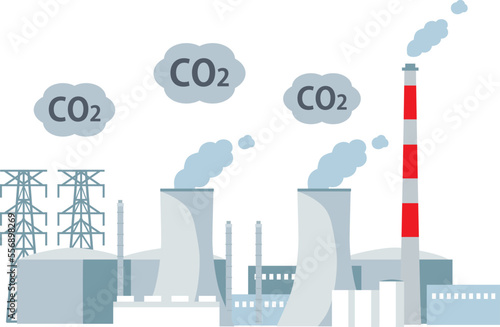 CO2を出す石炭火力発電所　イラスト