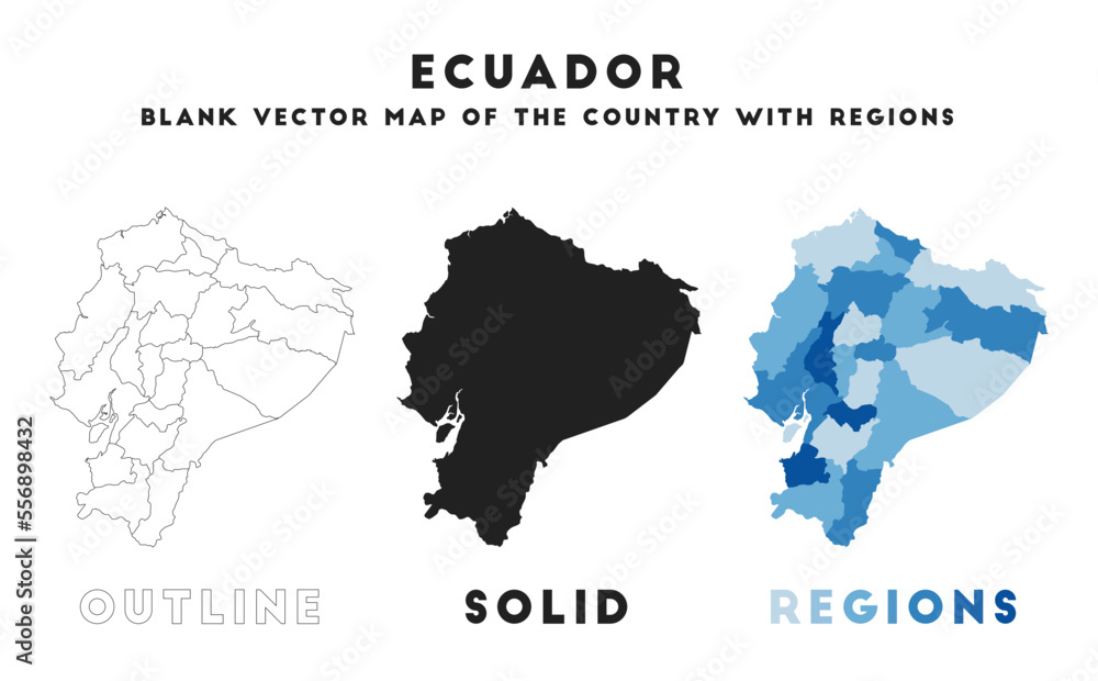 Fototapeta premium Ecuador map. Borders of Ecuador for your infographic. Vector country shape. Vector illustration.