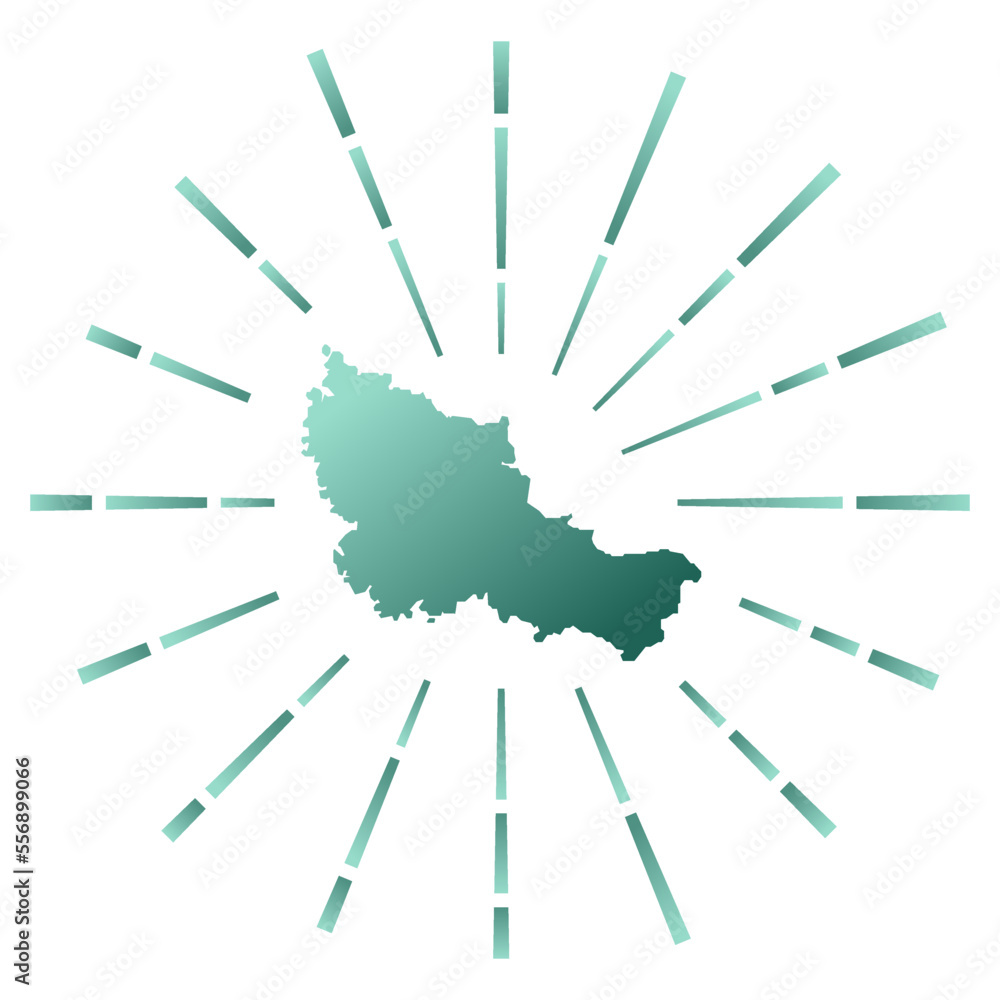 Belle Ile gradiented sunburst. Map of the island with colorful star rays. Belle Ile illustration in digital, technology, internet, network style. Vector illustration. Belle Ile gradiented sunburst. Map of the island with colorful star rays. Belle Ile illustration in digital, technology, internet, network style. Vector illustration.