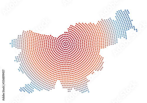 Slovenia dotted map. Digital style shape of Slovenia. Tech icon of the country with gradiented dots. Amazing vector illustration.
