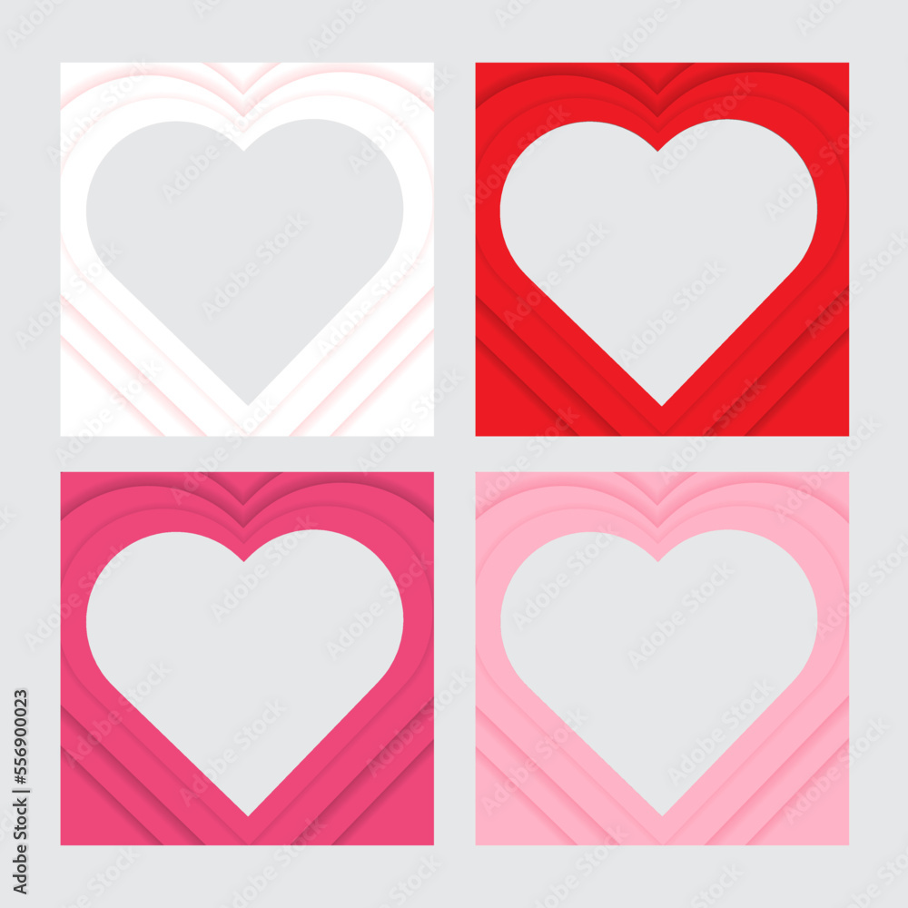 heart background set, border, frame design, love , vector