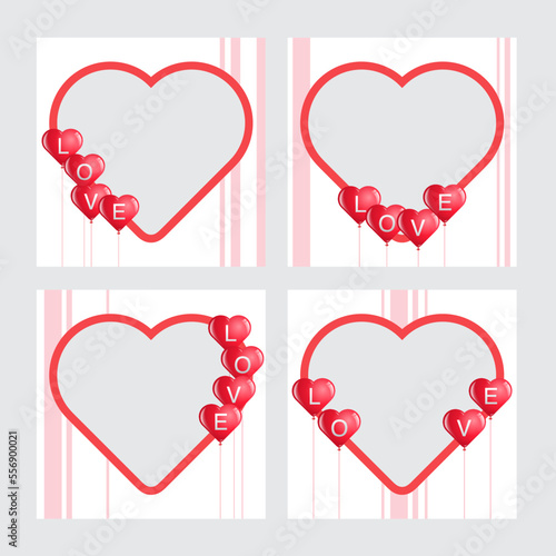 heart background set, border, frame design, love , vector illustration