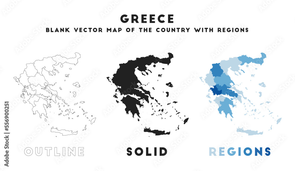 Naklejka premium Greece map. Borders of Greece for your infographic. Vector country shape. Vector illustration.