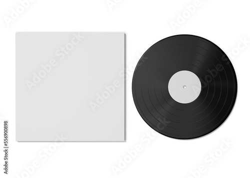 Music vinyl and record label disc mockup 