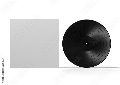 Music vinyl and record label disc mockup 