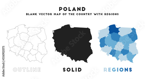 Poland map. Borders of Poland for your infographic. Vector country shape. Vector illustration.
