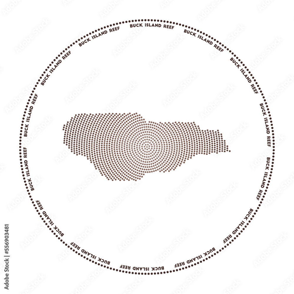 Buck Island Reef round logo. Digital style shape of Buck Island Reef in ...