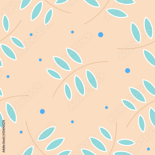 Seamless vector pattern. Plants on a light background with blue berries