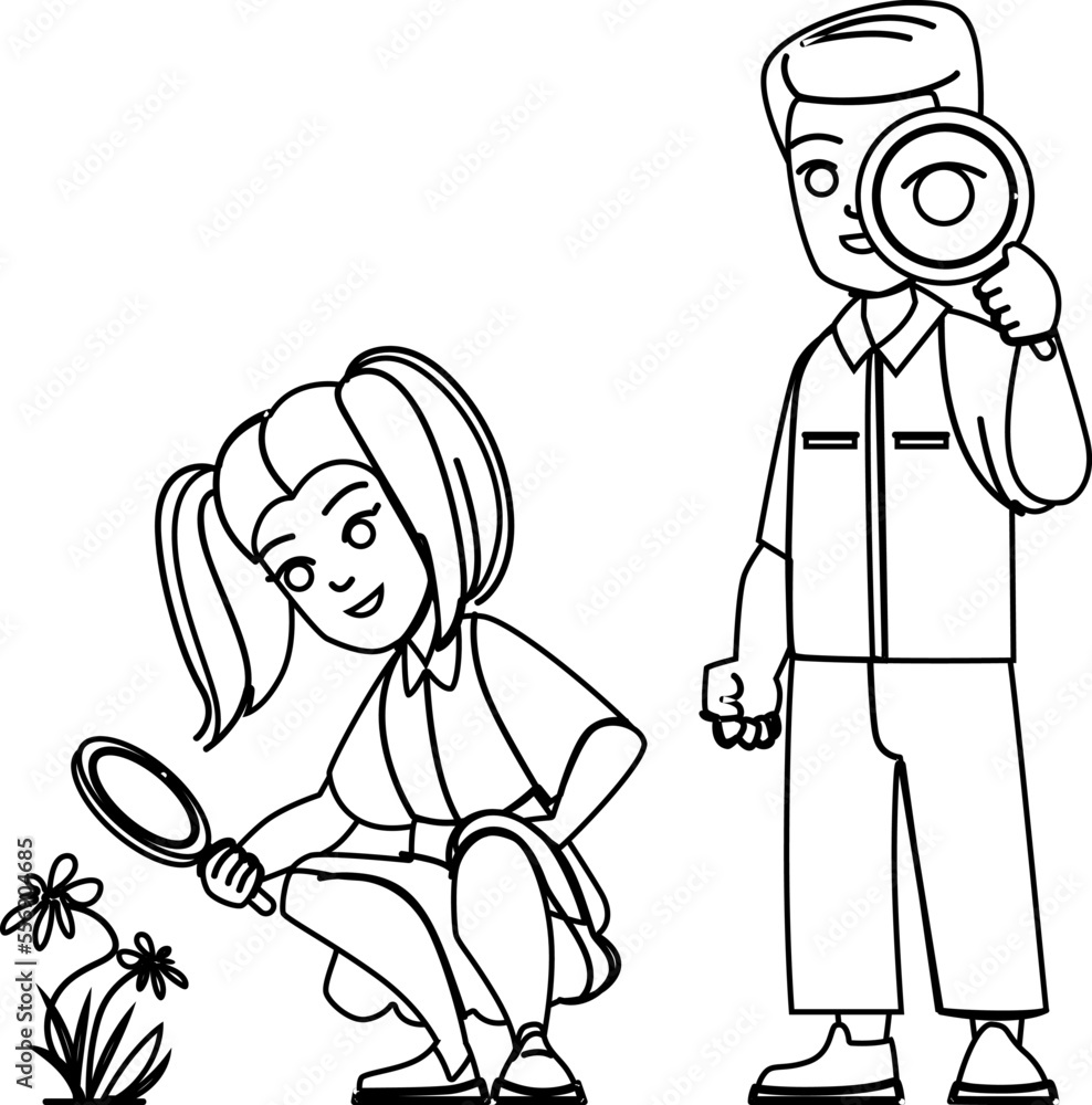 magnifier kid line pencil drawing vector. child education, glass boy, little discovery, cute learning, explore, curiou, science childhood magnifier kid character. people Illustration magnifier kid line pencil drawing vector. child education, glass boy, little discovery, cute learning, explore, curiou, science childhood magnifier kid character. people Illustration