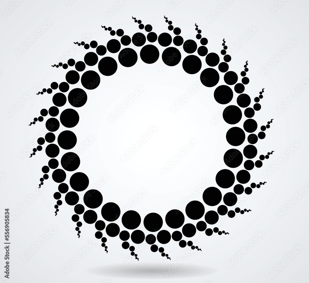 Obraz premium Halftone dots in circle form. round logo . vector dotted frame . design element 