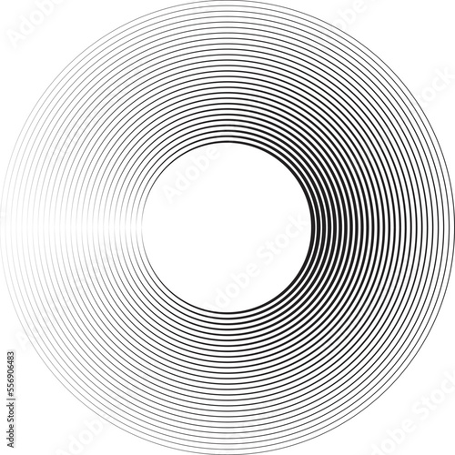 Lines in Circle Form . Spiral Vector Illustration .Technology round Logo . Design element . Abstract Geometric shape . Striped border frame for image