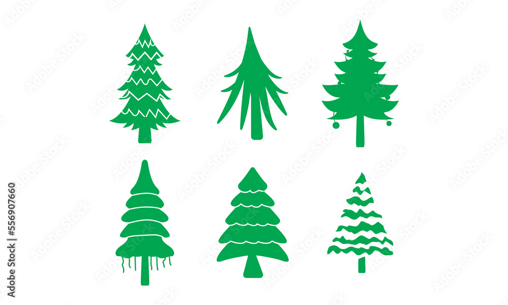 Green Colored trees vector set icon. Modern vector design template illustration