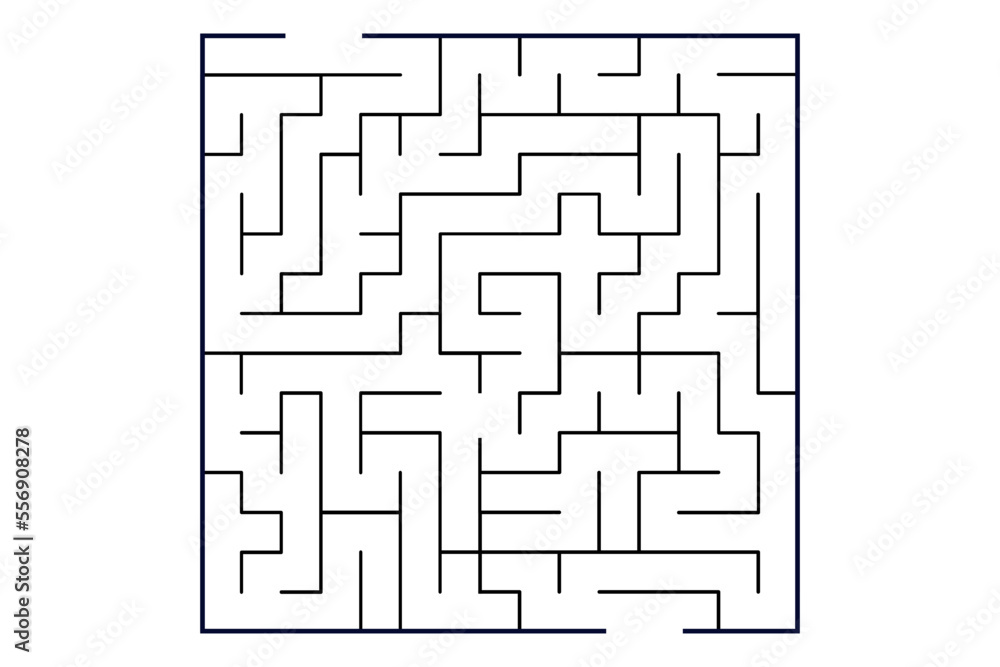 Square labyrinth with entry and exit.vector game maze puzzle, maze game for kids