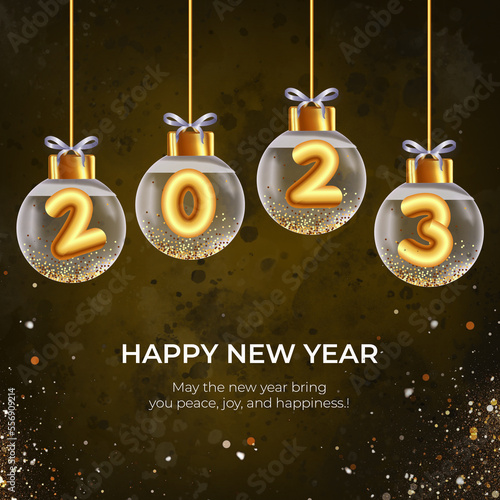 Happy new year 2023, Elegant Card with sparkle.