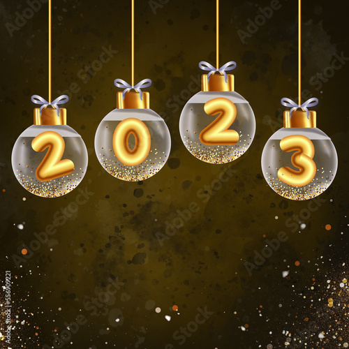 Happy new year 2023, Elegant sparkle Card with text space.