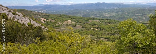 Panoramic views on the ascent to Mourre Negre - Orientation postsigns - Luberon - Vaucluse - Provence Alpes Cote d'Azur - France
