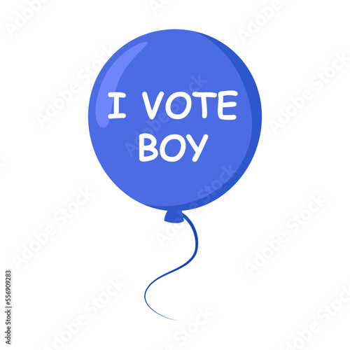 Cute pink balloon with the inscription I vote for a boy vector illustration. Baby shower element for photo, card or invitation, rattles for boys and girls on white background