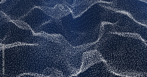 Obraz na plátně A shape-changing surface of white dots on a blue background