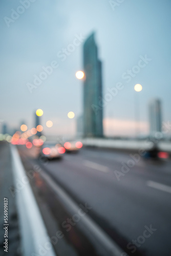 defocus of traffic and road lights in bangkok