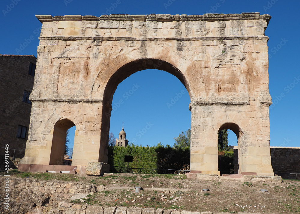roman triumphal arch of medinaceli, soria, spain
