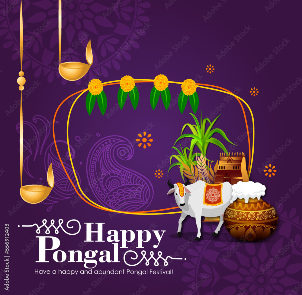 South Indian Festival Pongal Background Template Design Vector