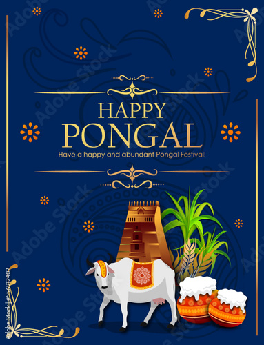 South Indian Festival Pongal Background Template Design Vector Illustration Happy Pongal Holiday Harvest Festival of Tamil Nadu 
