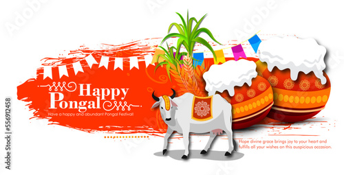 South Indian Festival Pongal Background Template Design Vector Illustration Happy Pongal Holiday Harvest Festival of Tamil Nadu 